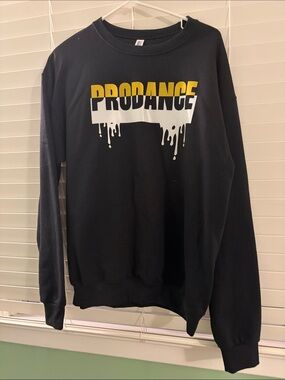 Jerzees Black Crewneck Sweatshirt with Yellow & White PRODANCE Graphic